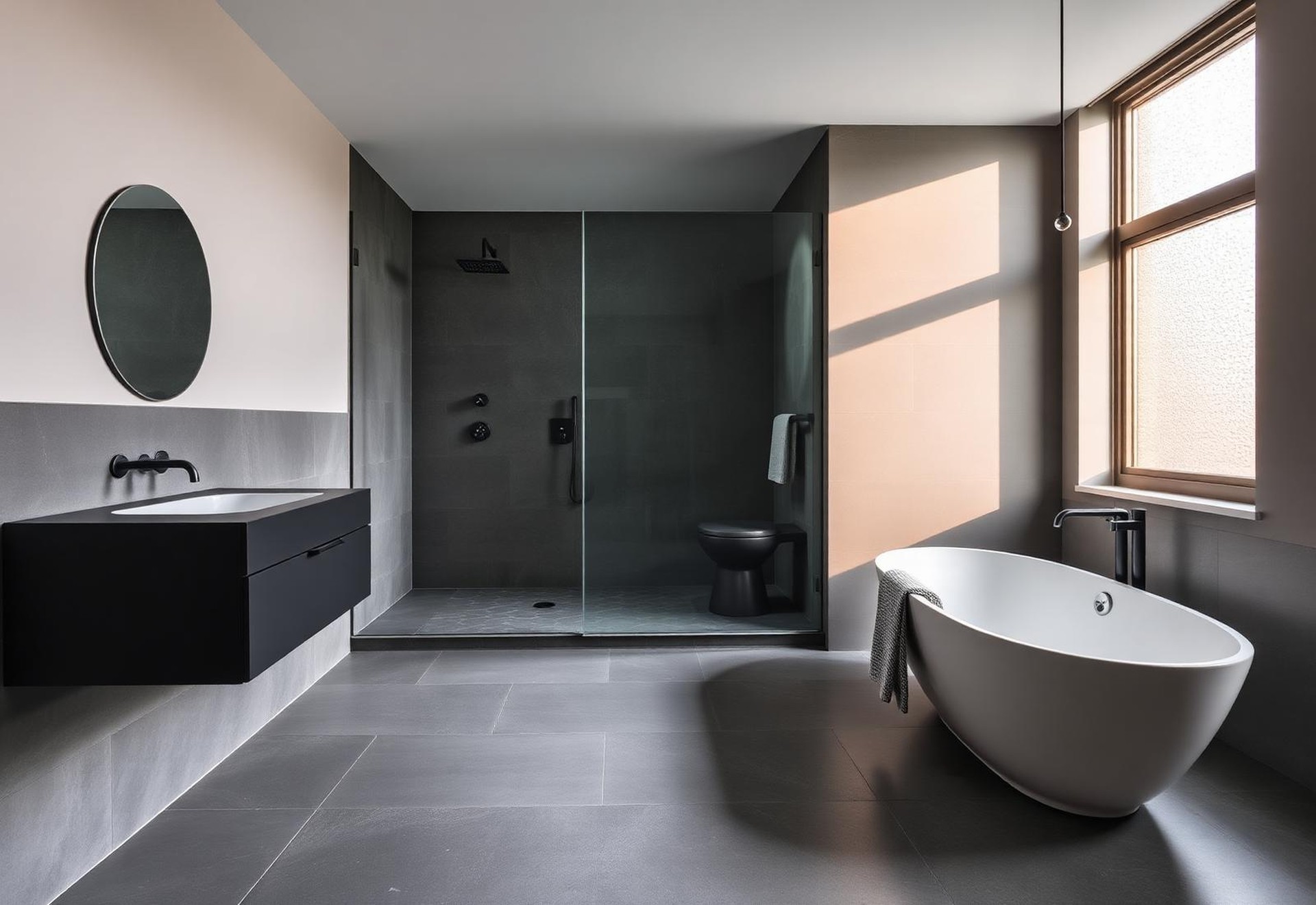 Spa badrum i mörk sten